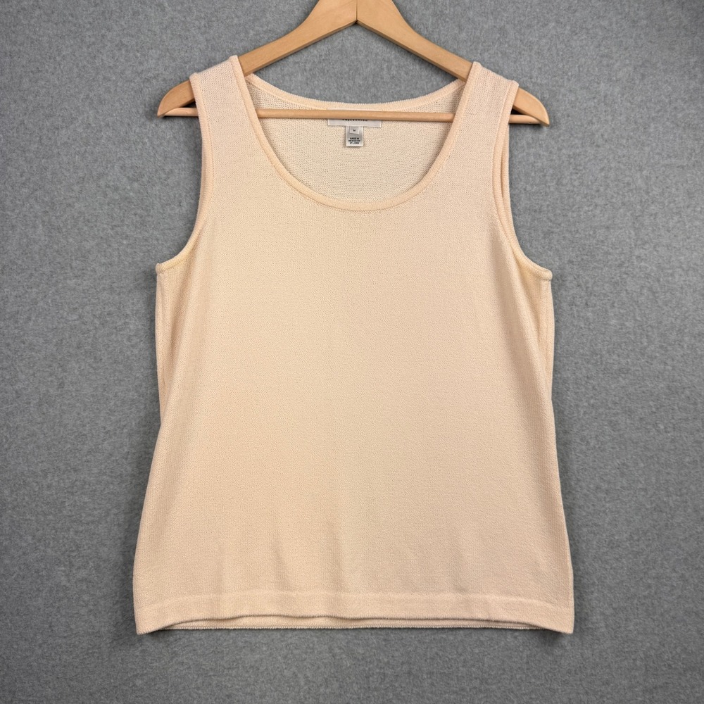 St John Collection Tank Top Womens Medium Cream Wool Santana Knit Quiet Luxury